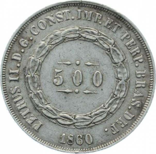 Brasilien 500 Reis 1860 - Pedro II.